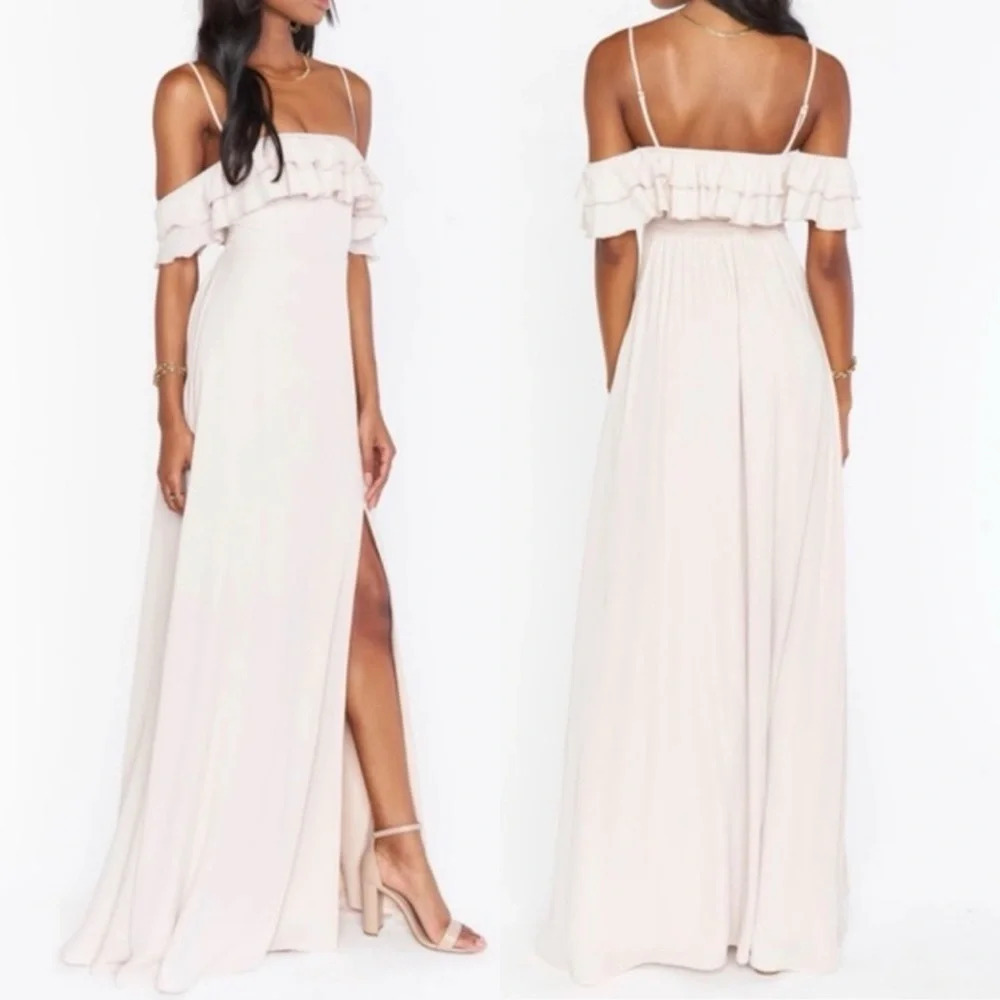 Show Me Your MuMu Emma Ruffle Maxi Dress Show Me The Ring Crisp Size Large SR46